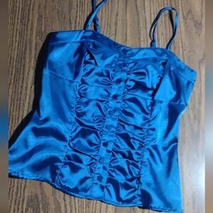 Rouched Button Front Camisole Corset Style Top